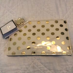 Kate spade gold dots pencil pouch NWT
